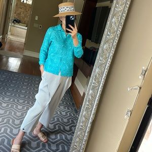 Issey miyake hot blue long sleeve top